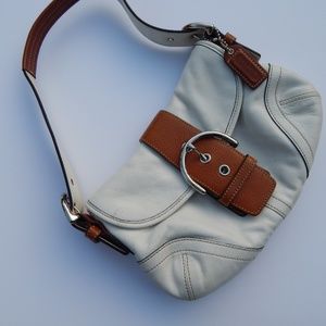 Coach Leather Handbag Cream w Brown Buckle Soho